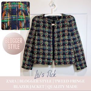 ZARA | BLOGGER FAVORITE | TWEED FRINGE BLAZER JACKET | QUALITY MADE | SIZE M